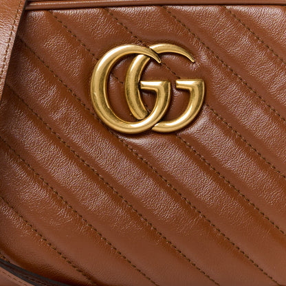Gucci Glazed Calfskin Matelasse Diagonal Small GG Marmont Chain Shoulder Bag Cuir 9 of 12
