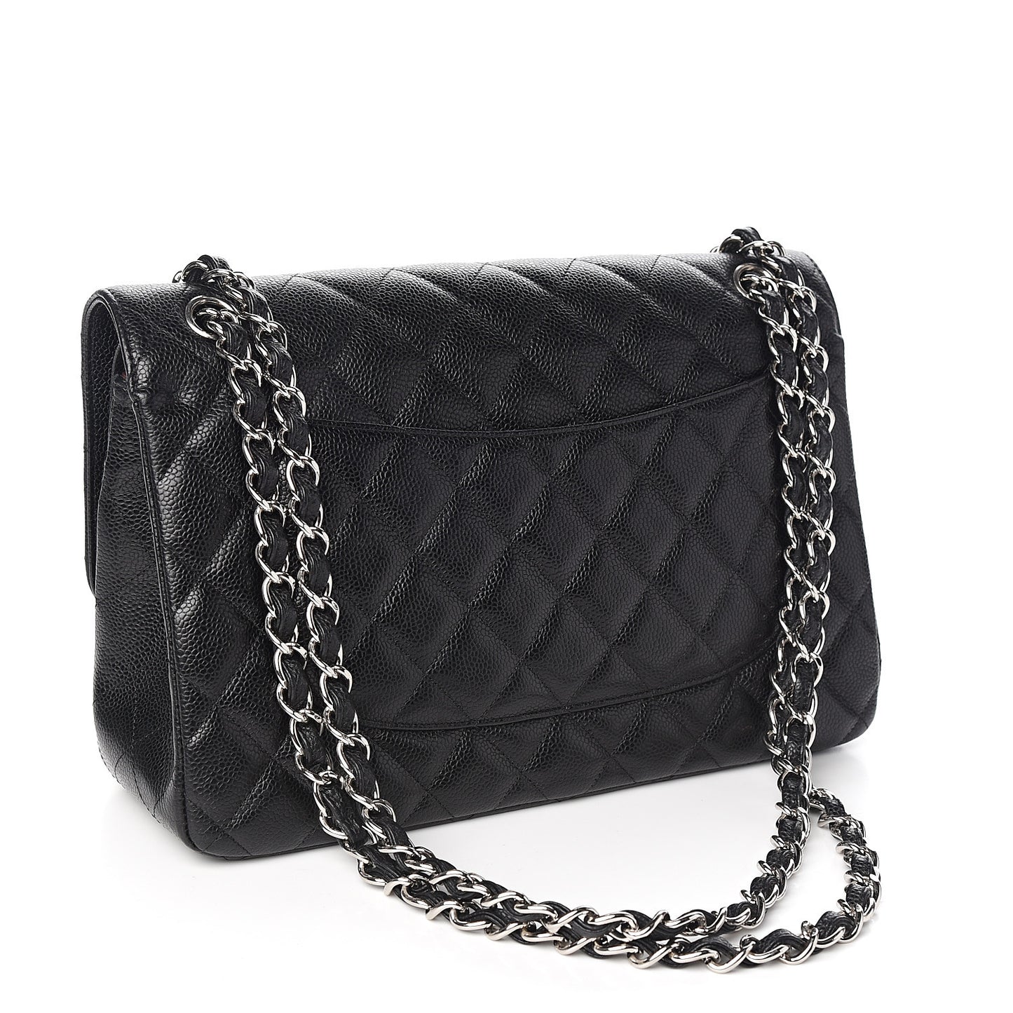 Caviar Quilted Jumbo Double Flap Black