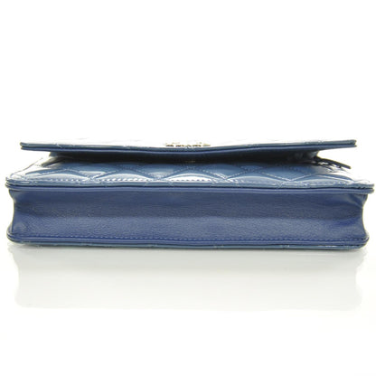 Chanel Patent Quilted Brilliant Wallet On Chain WOC Blue 12C 4 of 9