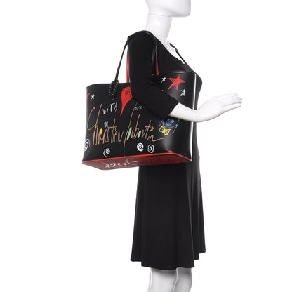 Christian Louboutin Calfskin Loubitag Spikes East West Cabata Tote Black 2 of 14