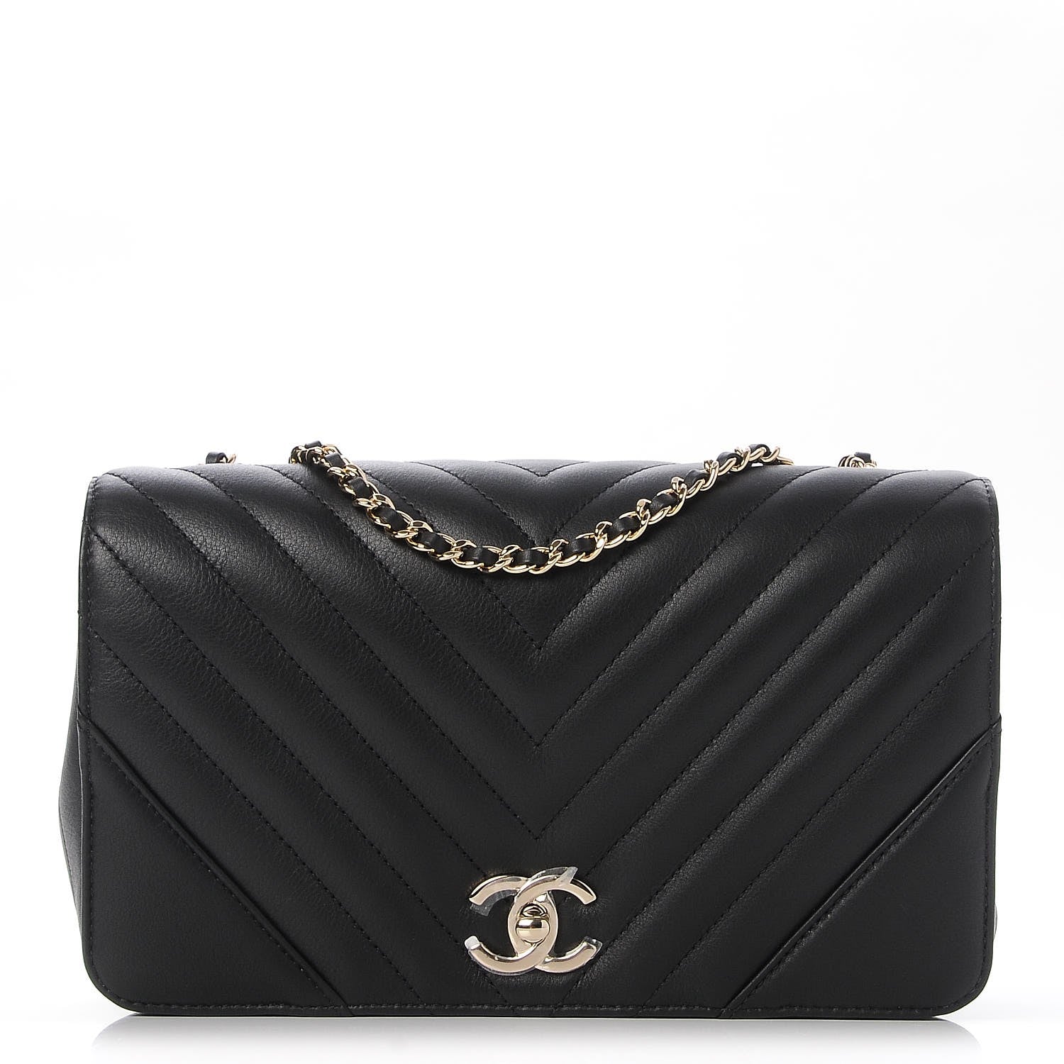 Chanel Calfskin Chevron Quilted Small Statement Flap Black 1 of 8
