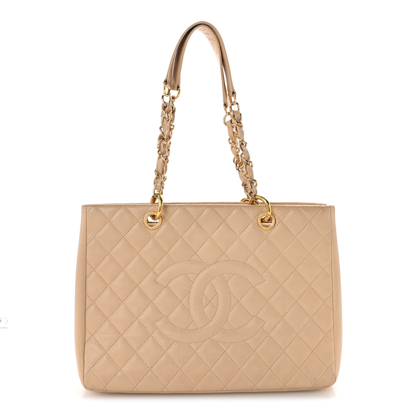 Caviar Quilted Grand Shopping Tote GST Beige Clair