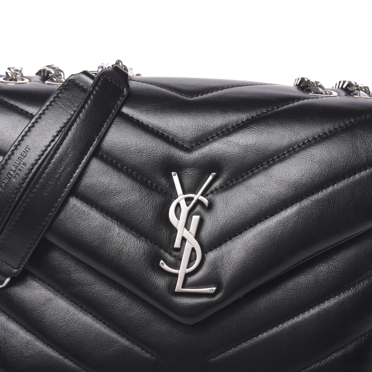 Saint Laurent Calfskin Y Quilted Monogram Small Loulou Chain Satchel Black 9 of 9