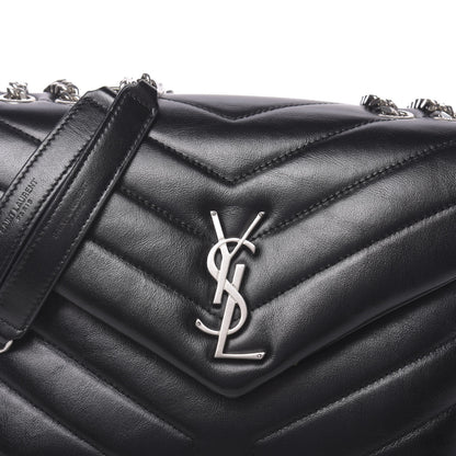 Saint Laurent Calfskin Y Quilted Monogram Small Loulou Chain Satchel Black 9 of 9