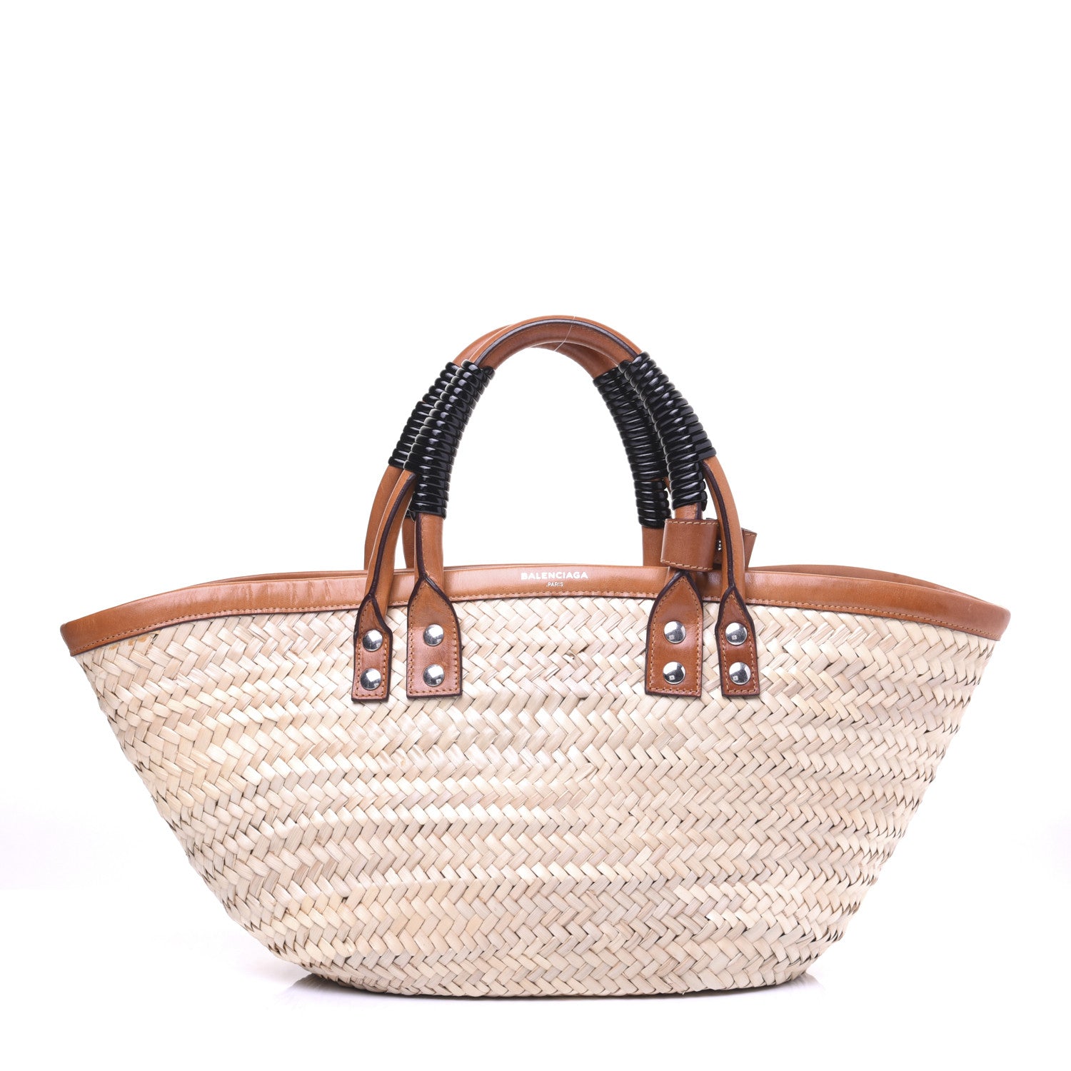 Balenciaga Straw Calfskin Bistrot Panier Small Tote Natural 1 of 14