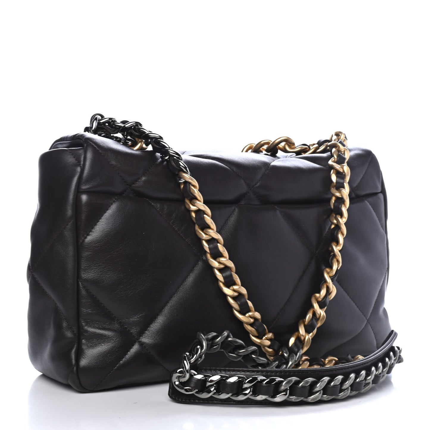 Lambskin Quilted Large Chanel 19 Flap Dark Brown
