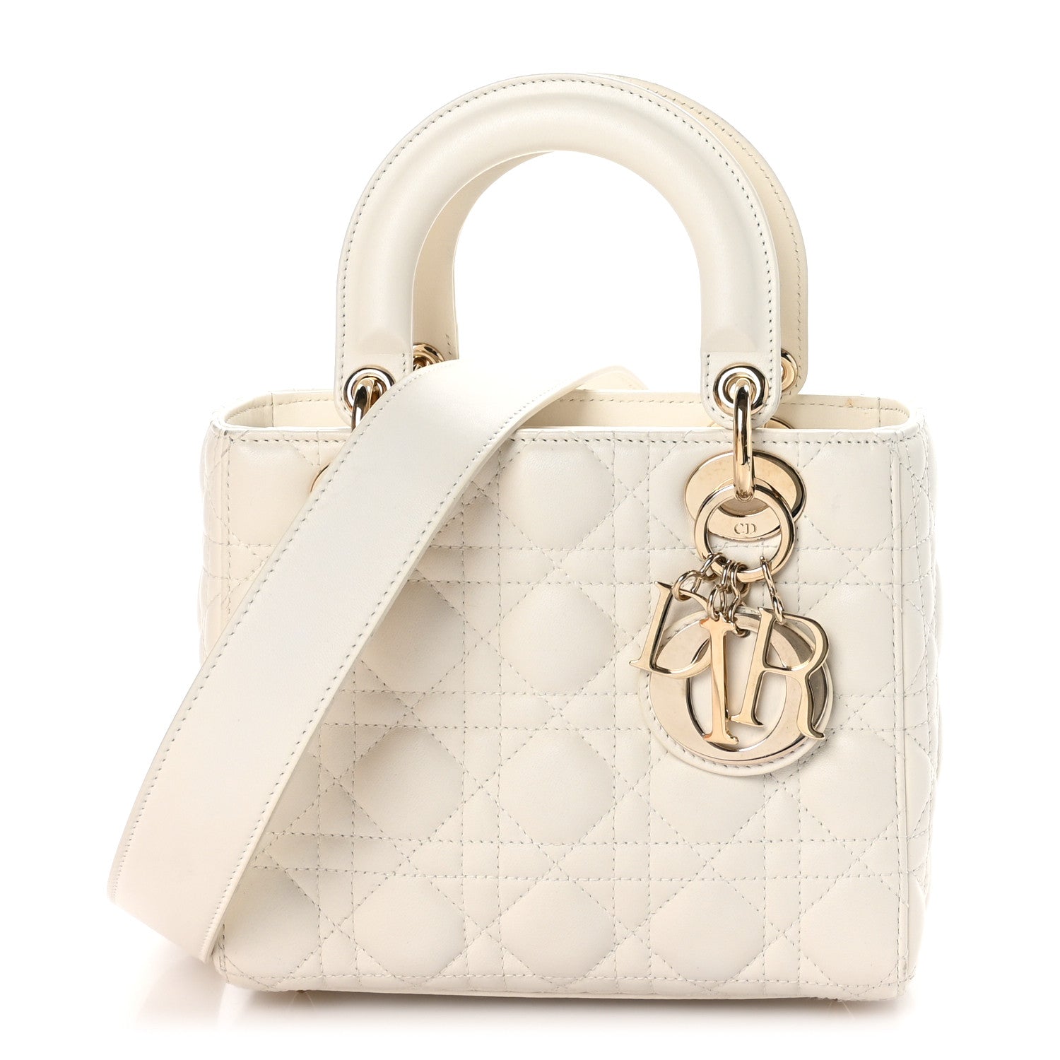 Christian Dior CHRISTIAN DIOR Lambskin Cannage Small My ABCDior Lady Dior White 1 of 9