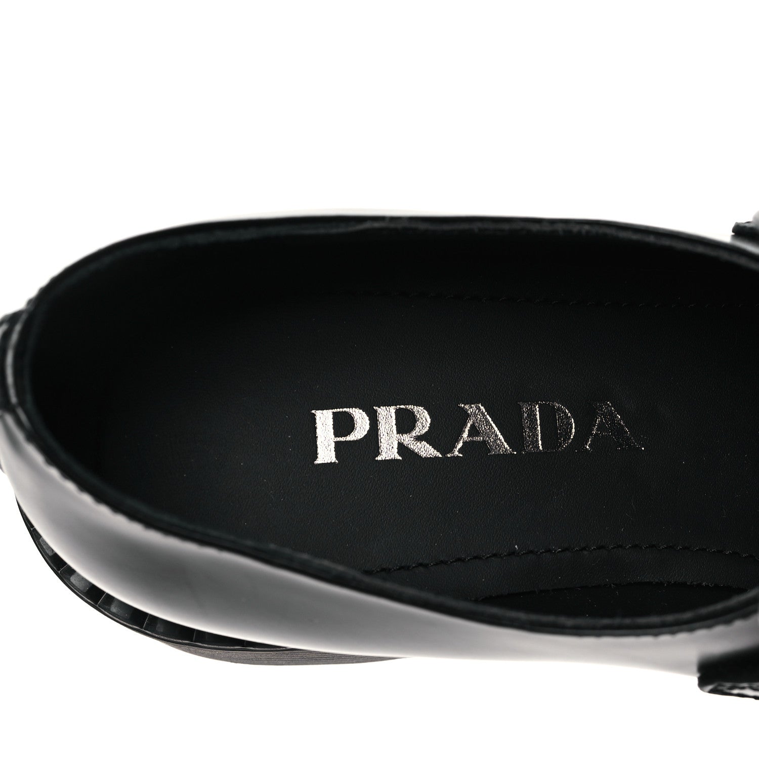Prada Spazzolato Metal Triangle Logo 50mm Loafers 37 Black 7 of 8