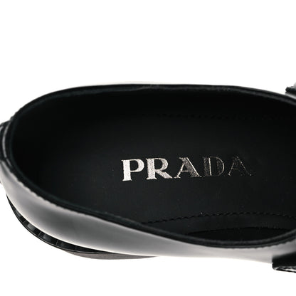 Prada Spazzolato Metal Triangle Logo 50mm Loafers 37 Black 7 of 8