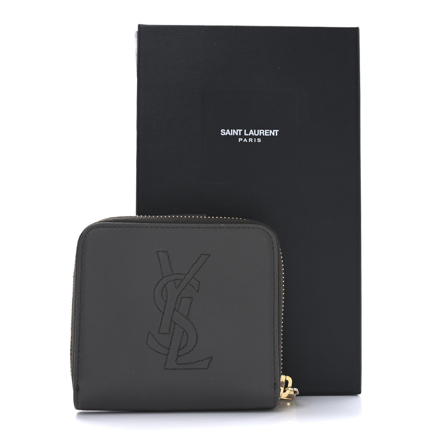 Saint Laurent Lambskin Belle de Jour Zip Around French Wallet Earth 7 of 7