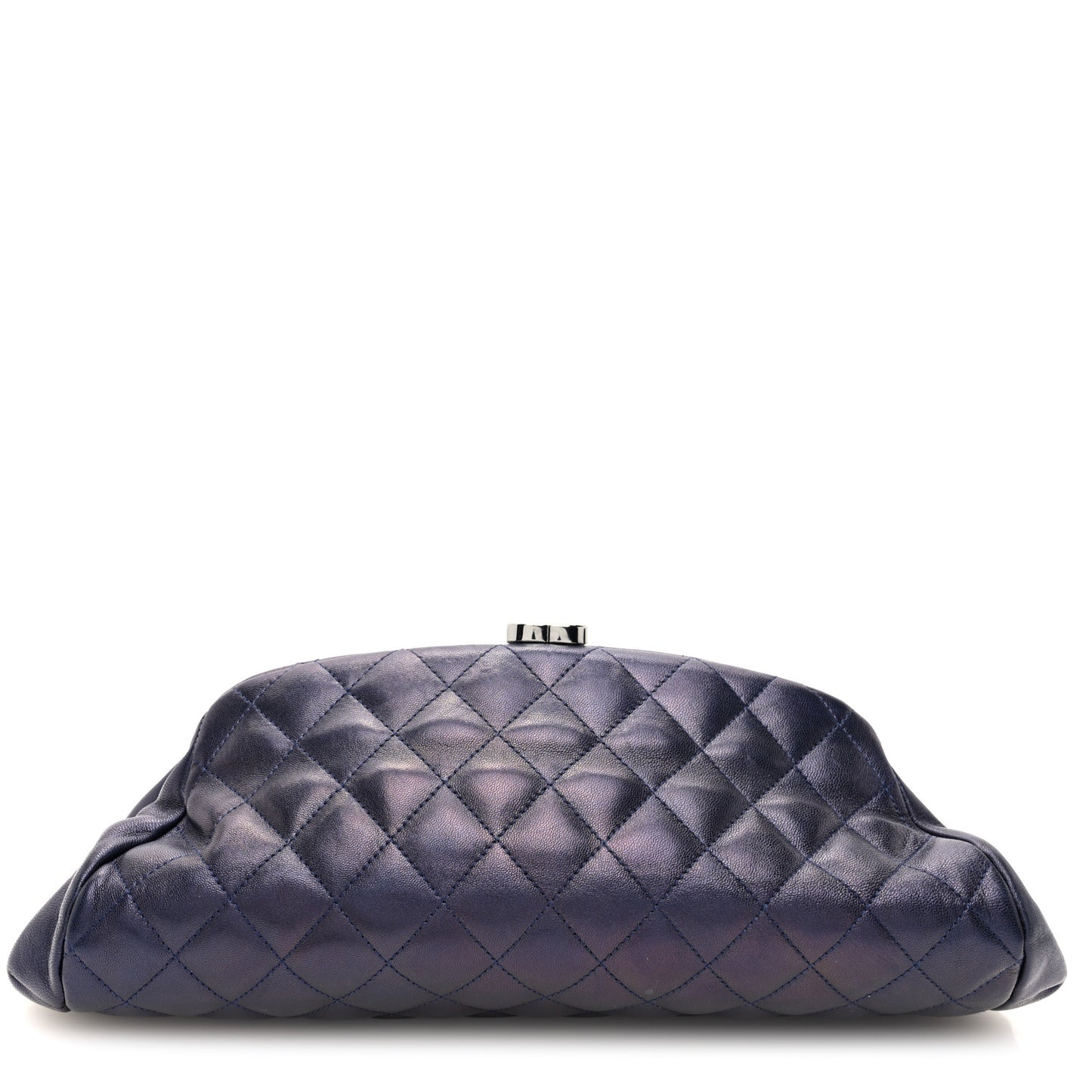 Metallic Lambskin Quilted Timeless Clutch  Blue