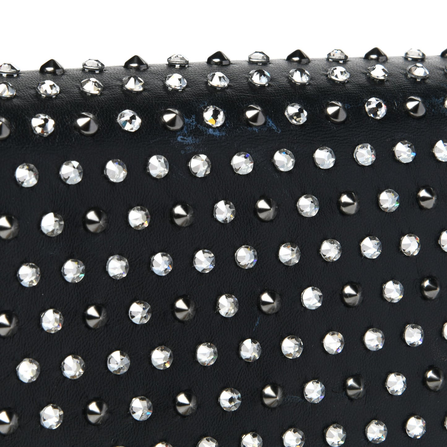 Nappa Crystal Studded Palazzo Chain Evening Bag Black
