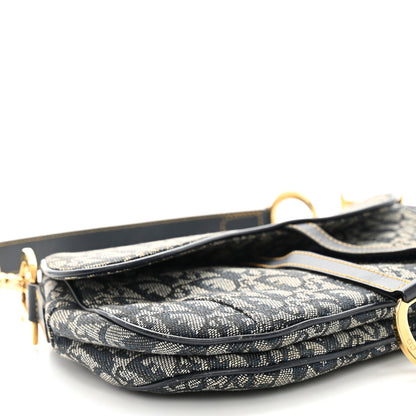Christian Dior Monogram Double Saddle Bag Navy Blue 9 of 12