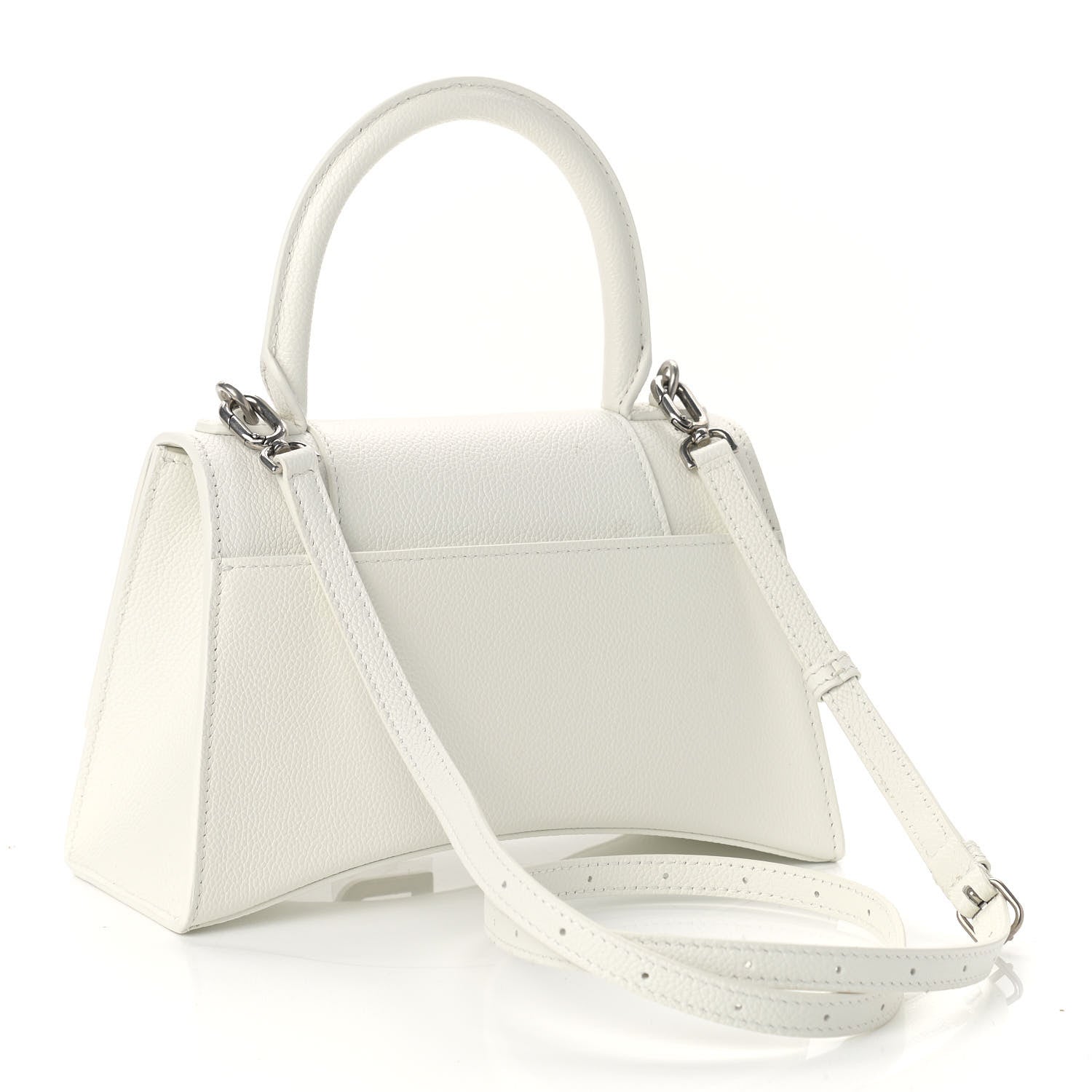 Balenciaga Grained Calfskin Small Hourglass Top Handle Bag White 3 of 9
