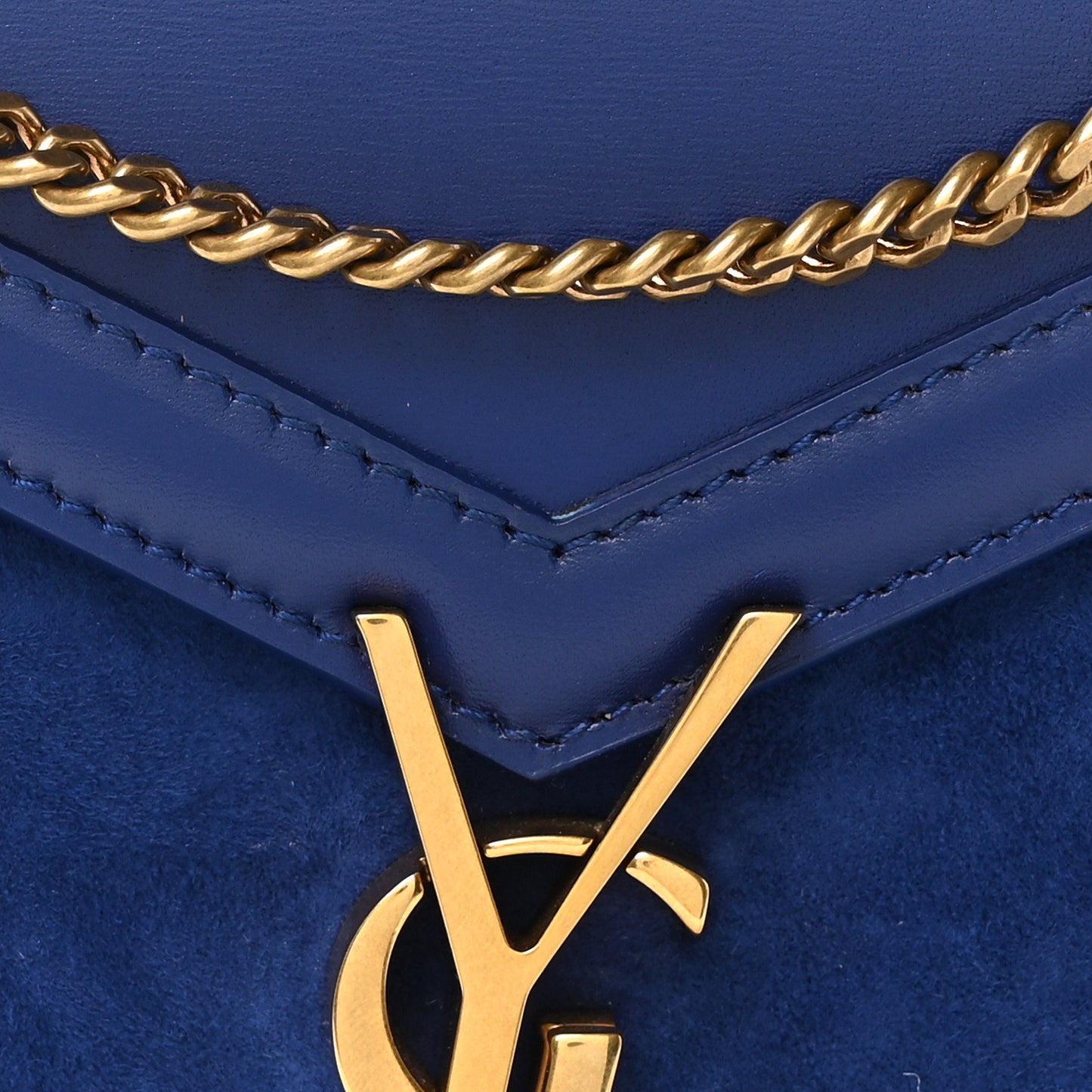 Smooth Calfskin Suede Monogram Cassandra Clasp Bag Bleu Saphir