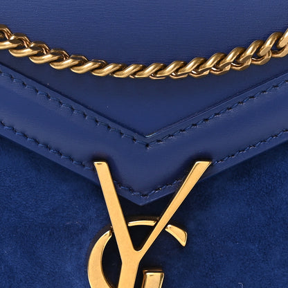 Saint Laurent Smooth Calfskin Suede Monogram Cassandra Clasp Bag Bleu Saphir 8 of 10