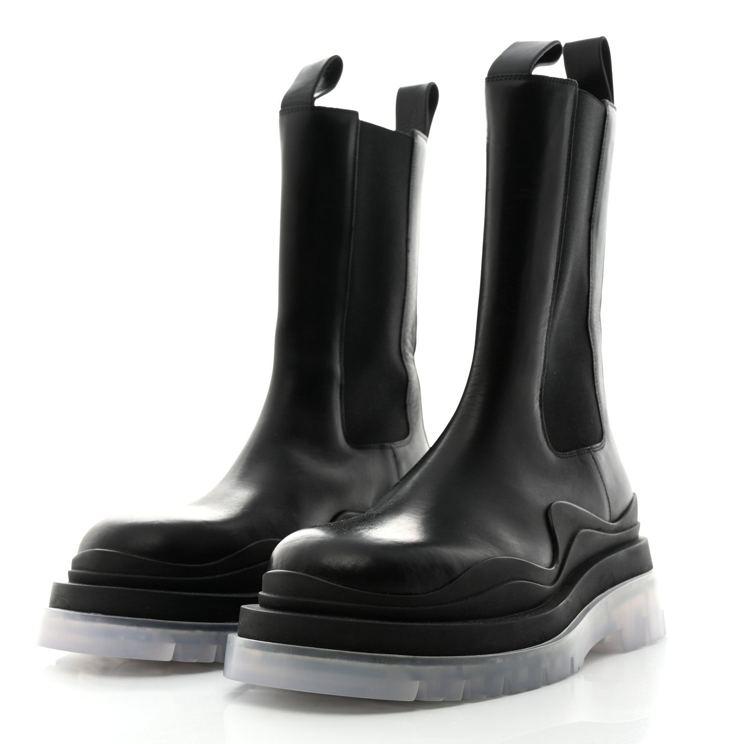 Bottega Veneta Calfskin Mens The Tire Chelsea Boots 39.5 Black Transparent 3 of 8