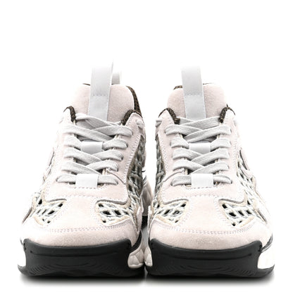 Chanel Suede Calfskin Embroidered CC Sneakers 35.5 Ecru Light Gray 3 of 9