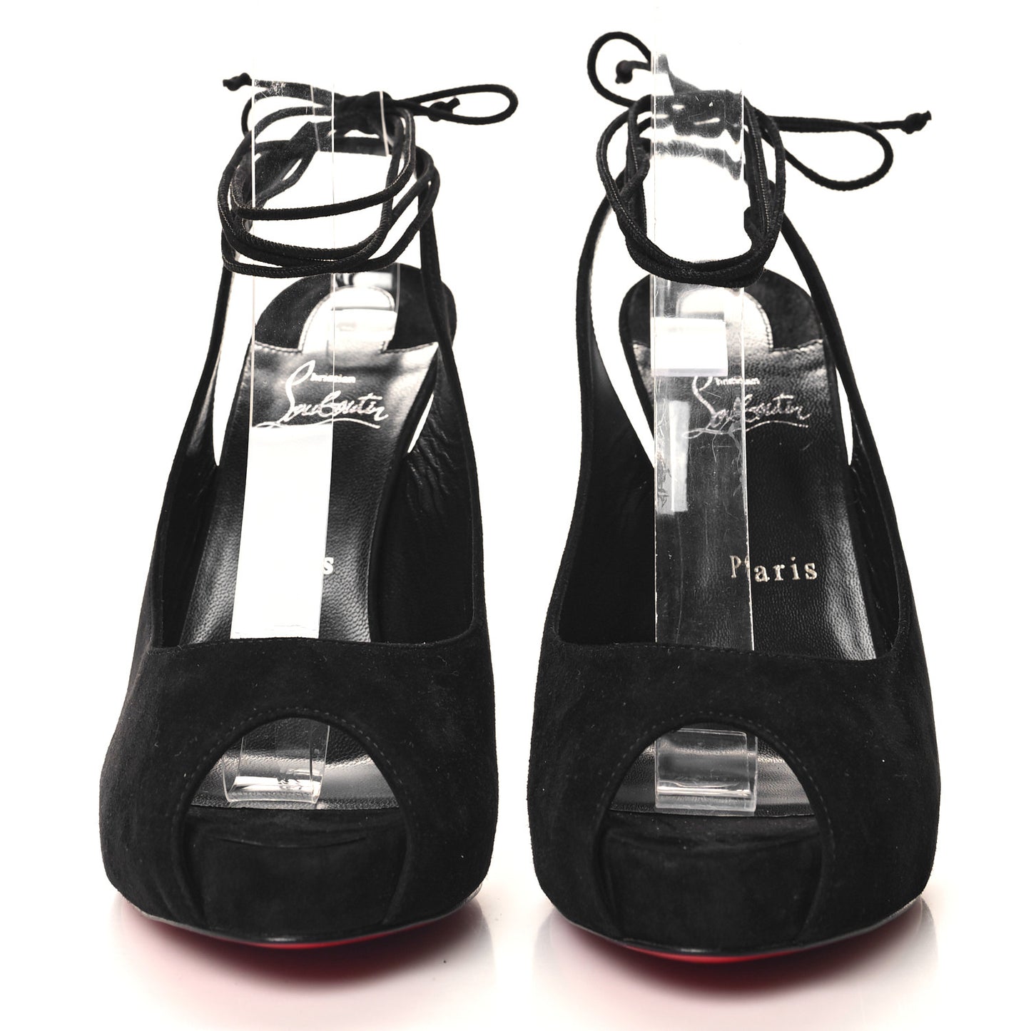 Veau Velours Lace Up NVP 120 Peep Toe Pump 39.5 Black