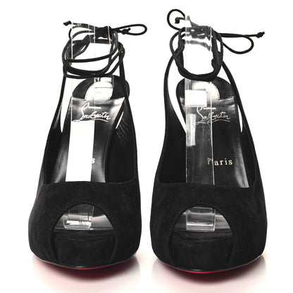 Christian Louboutin Veau Velours Lace Up NVP 120 Peep Toe Pump 39.5 Black 2 of 8