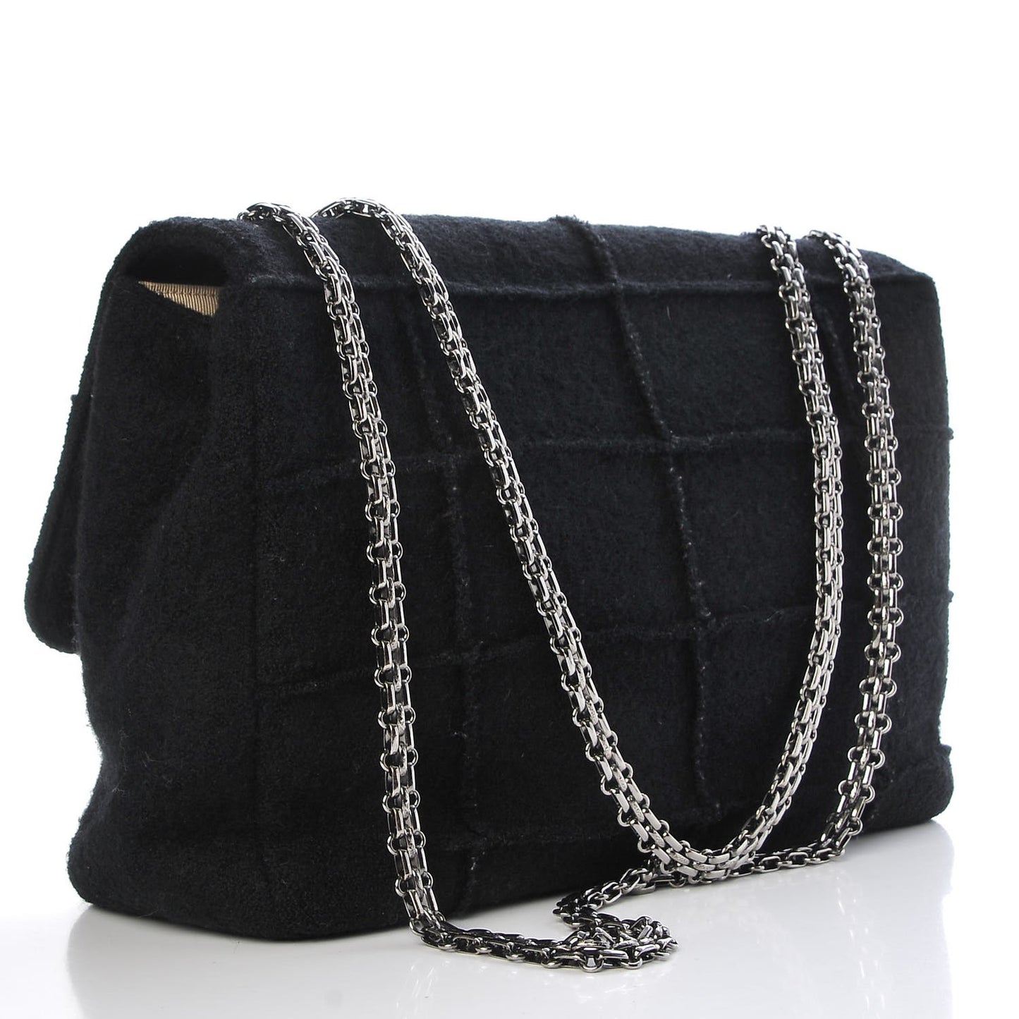 Wool Patchwork Mademoiselle Jumbo Flap Black