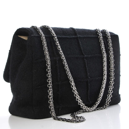 Chanel Wool Patchwork Mademoiselle Jumbo Flap Black 3 of 10