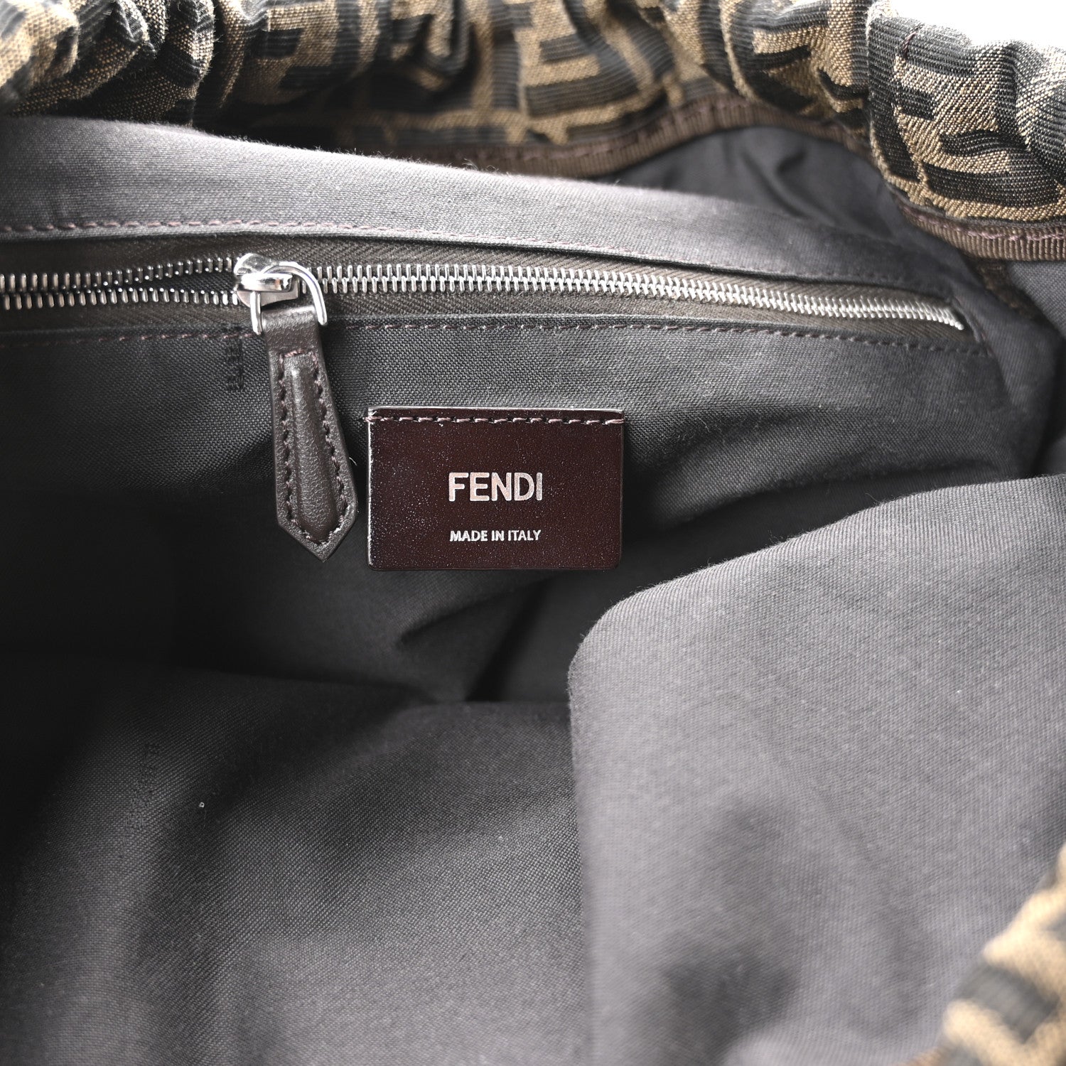 Fendi Recycled Fabric Jacquard Vitello Astro FF 1974 Large Fendi Strike Backpack Tobacco Moro Ebano 6 of 10
