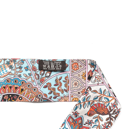 Hermes Silk Au Pays Des Oiseaux Fleurs Twilly Orange Brun Saumon 4 of 4
