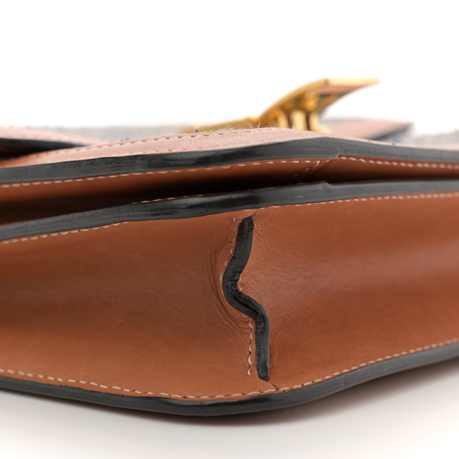 Celine Textile Natural Calfskin Teen Classic Box Flap Bag Navy Tan 9 of 12