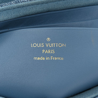 Louis Vuitton Embroidered Monogram Denim New Wave Chain Pochette Blue 6 of 11