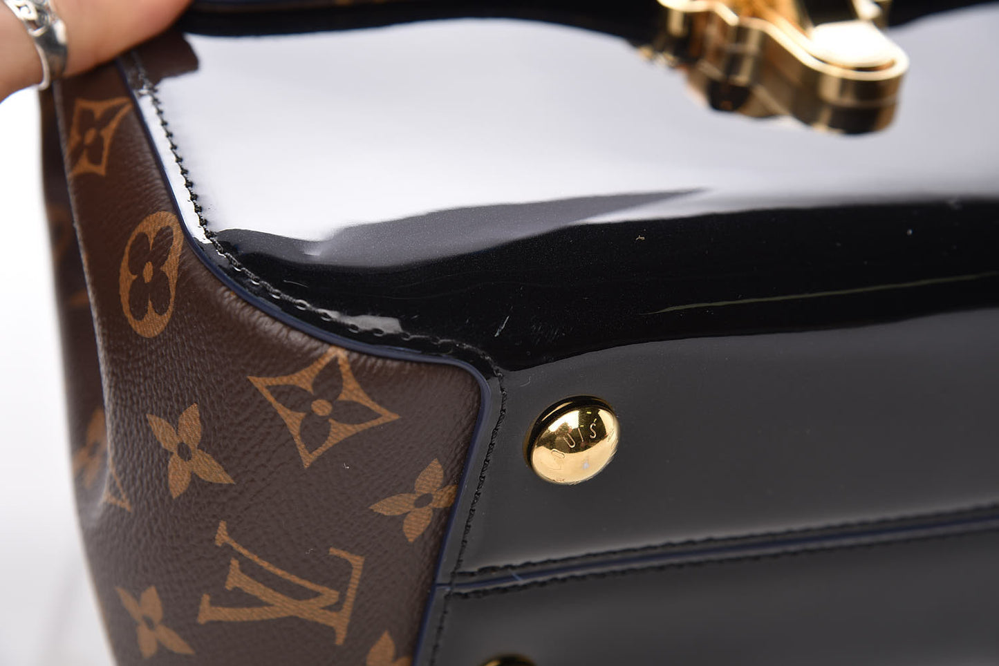 Patent Calfskin Monogram Cherrywood PM Black