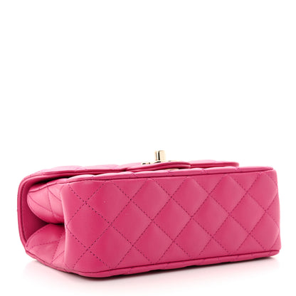 Chanel Lambskin Quilted Mini Crystal Top Handle Rectangular Flap Dark Pink 4 of 11
