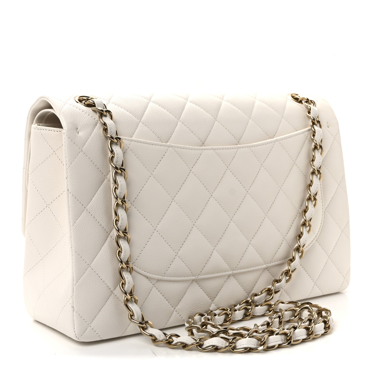 Chanel Caviar Quilted Jumbo Double Flap White 3 of 11
