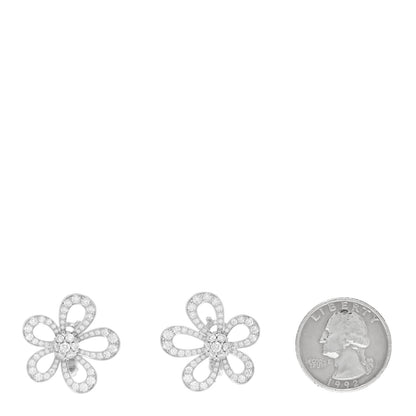 Van Cleef & Arpels 18K White Gold Diamond Flowerlace Earrings 2 of 5