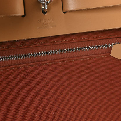 Hermes Military Toile Vache Hunter Herbag Zip Retourne 31 PM Lime Naturel Sable Rouge Garance 7 of 11