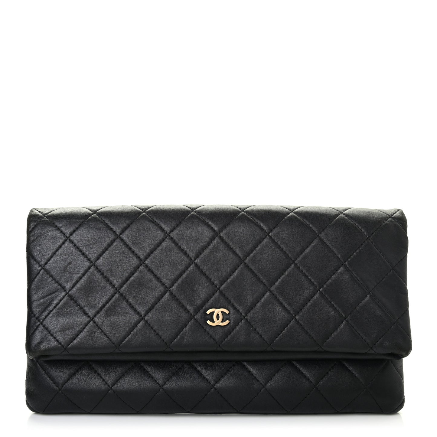 Lambskin Quilted CC Beauty Clutch Black