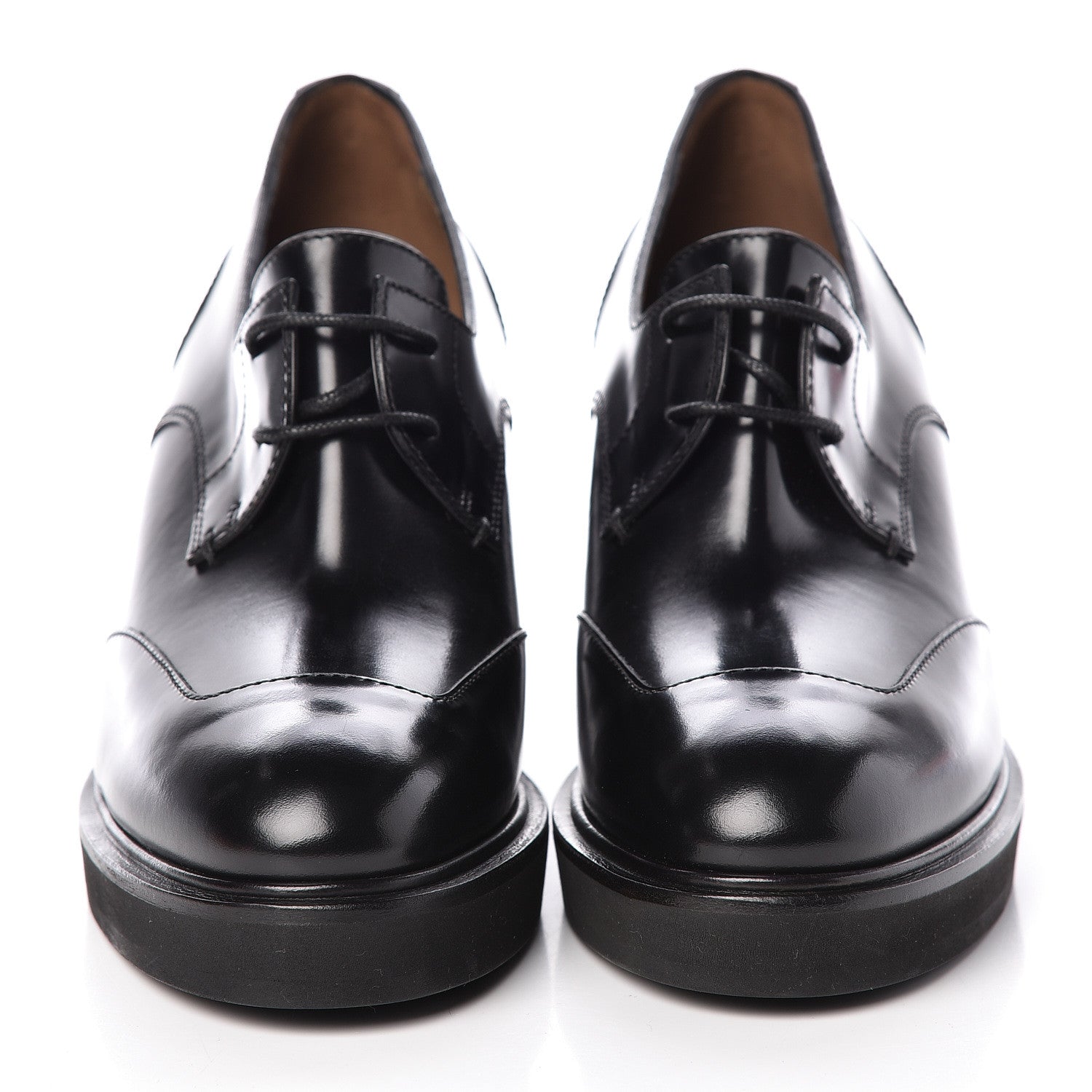 Hermes Tuscan Calfskin Nadege 70 Derby Pumps 37 Black 3 of 9