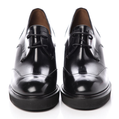 Hermes Tuscan Calfskin Nadege 70 Derby Pumps 37 Black 3 of 9
