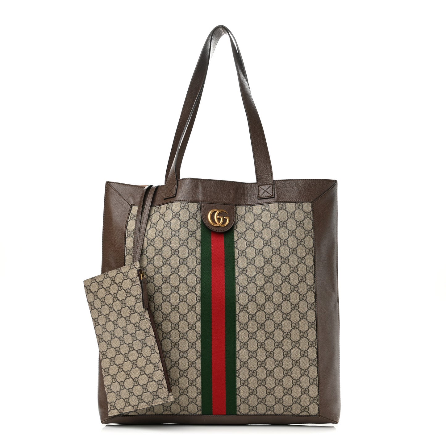 GG Supreme Monogram Web Large Ophidia Vertical Shopping Tote Brown