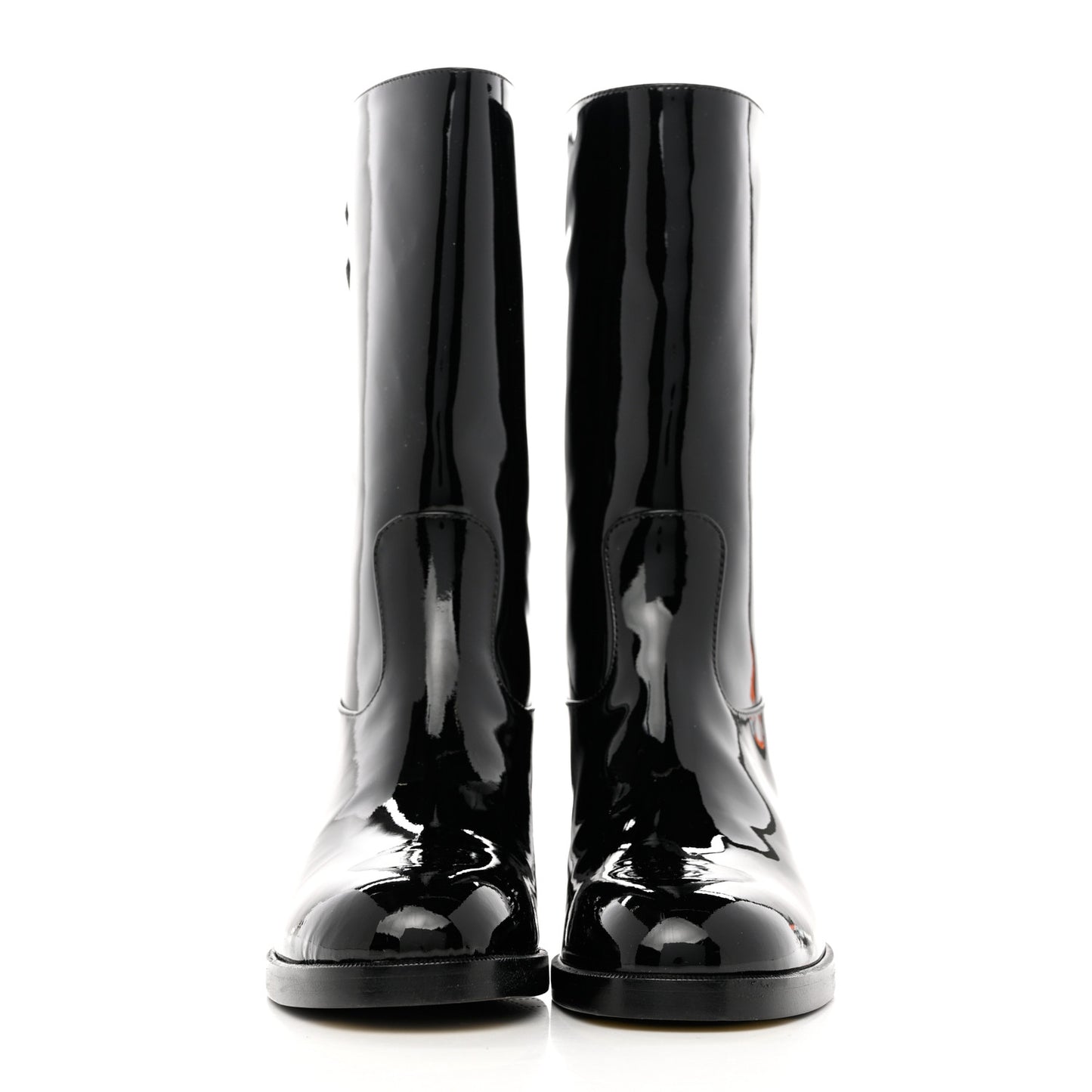 Patent CC Mid Calf Boots 35 Black