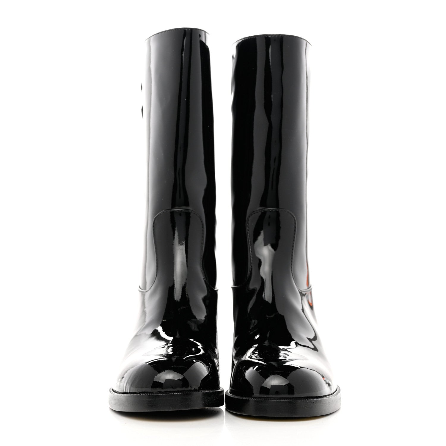 Chanel Patent CC Mid Calf Boots 35 Black 2 of 8