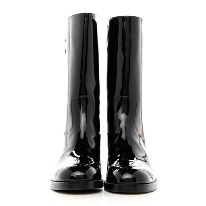 Chanel Patent CC Mid Calf Boots 35 Black 2 of 8