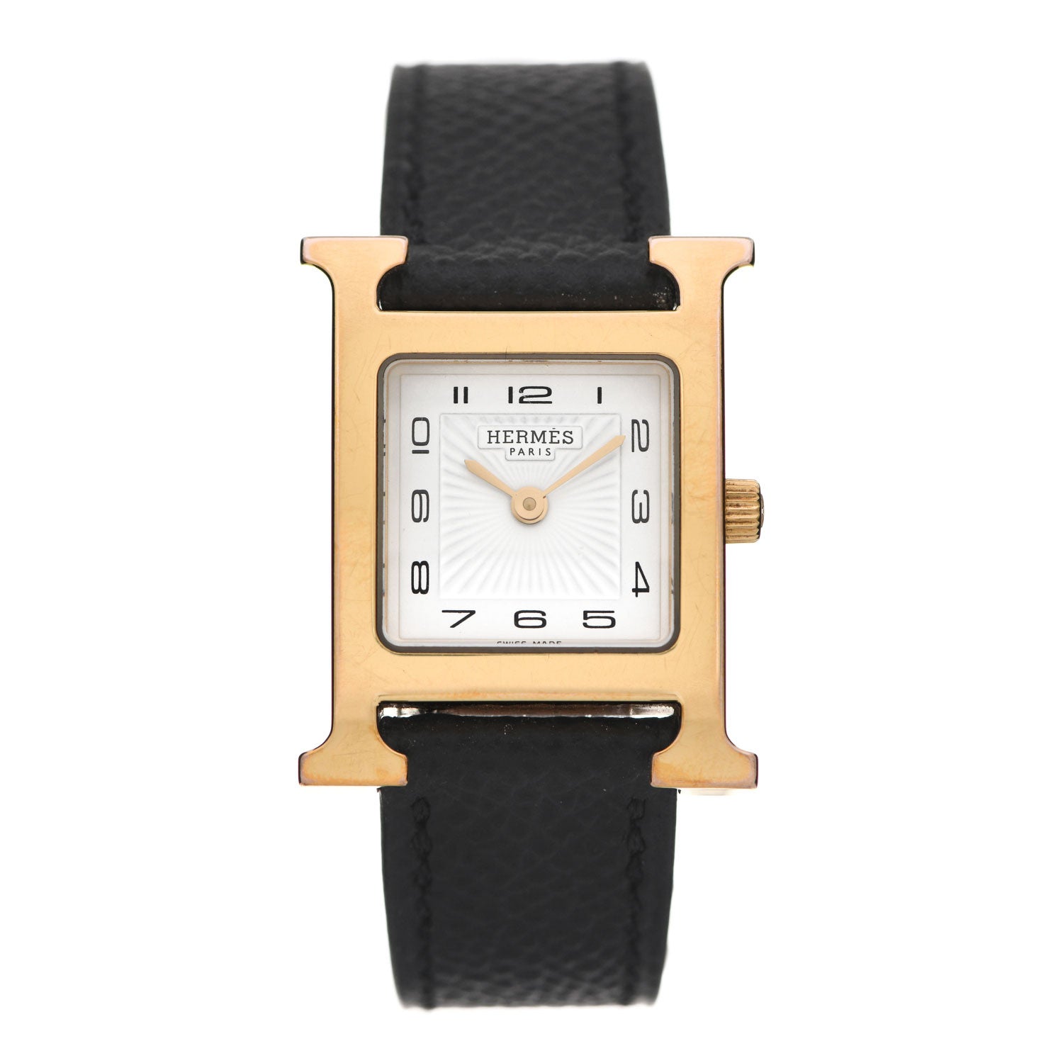 Hermes Stainless Steel Epsom 21mm Heure H Hour Quartz Watch Noir 1 of 6