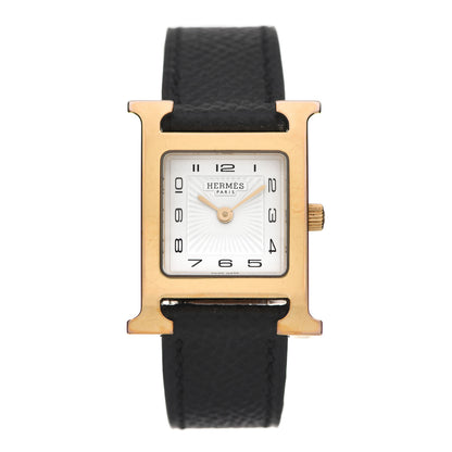Hermes Stainless Steel Epsom 21mm Heure H Hour Quartz Watch Noir 1 of 6