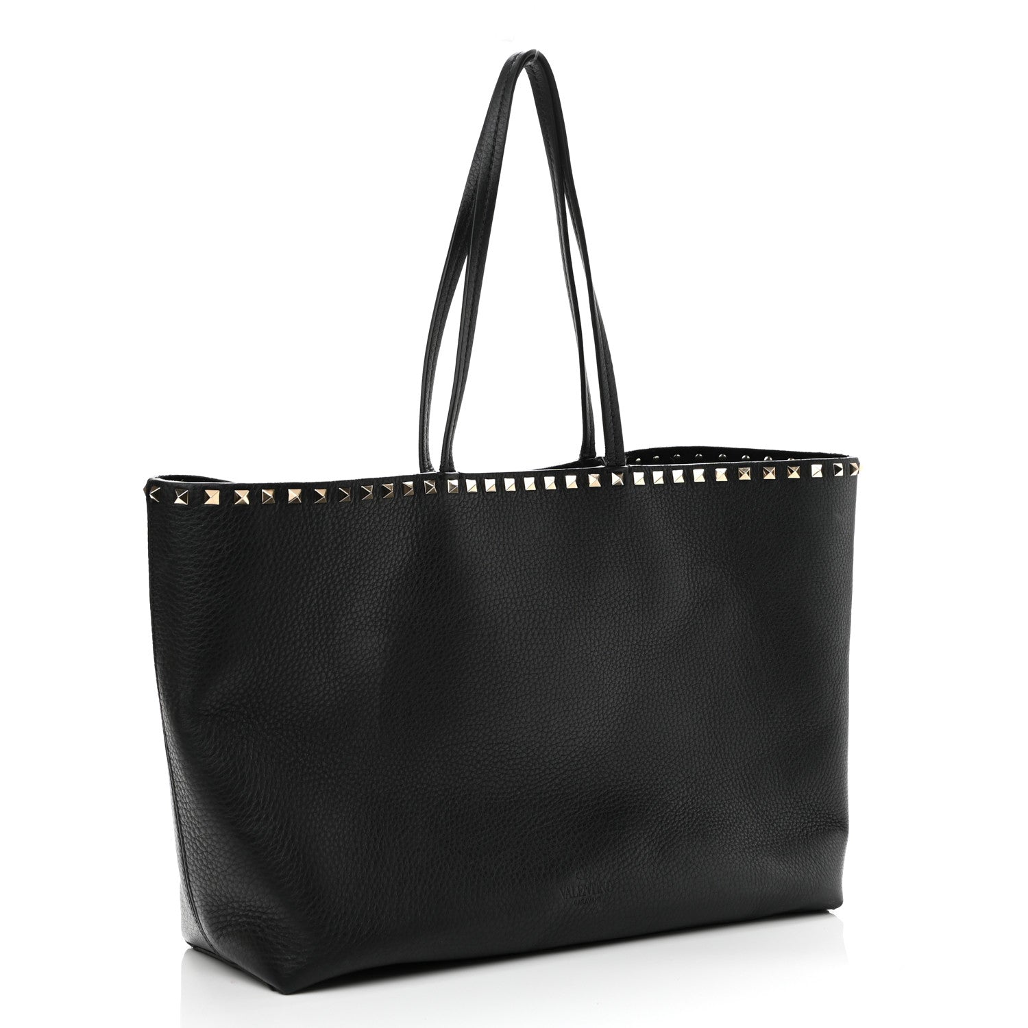 Valentino Garavani Grained Calfskin Rockstud Shoulder Tote Black 3 of 10