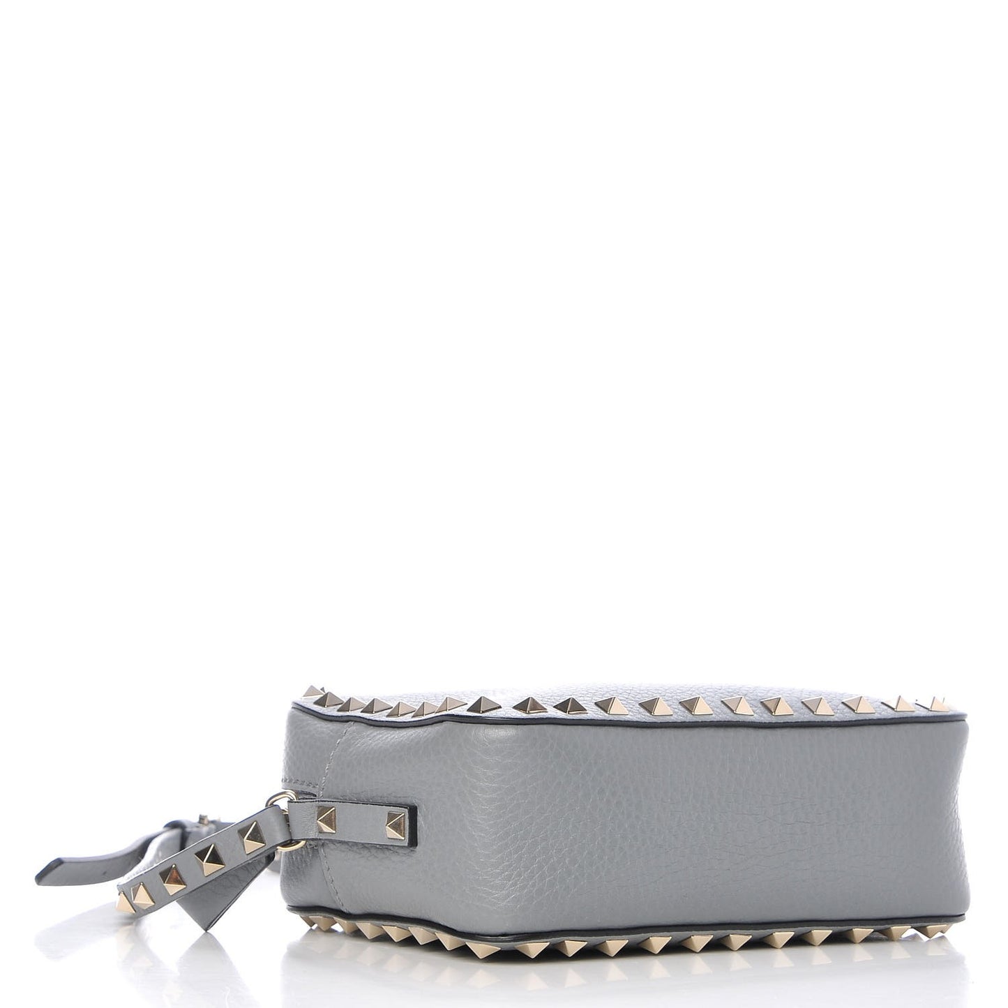 Pebbled Calfskin Rockstud Camera Crossbody Bag Light Stone