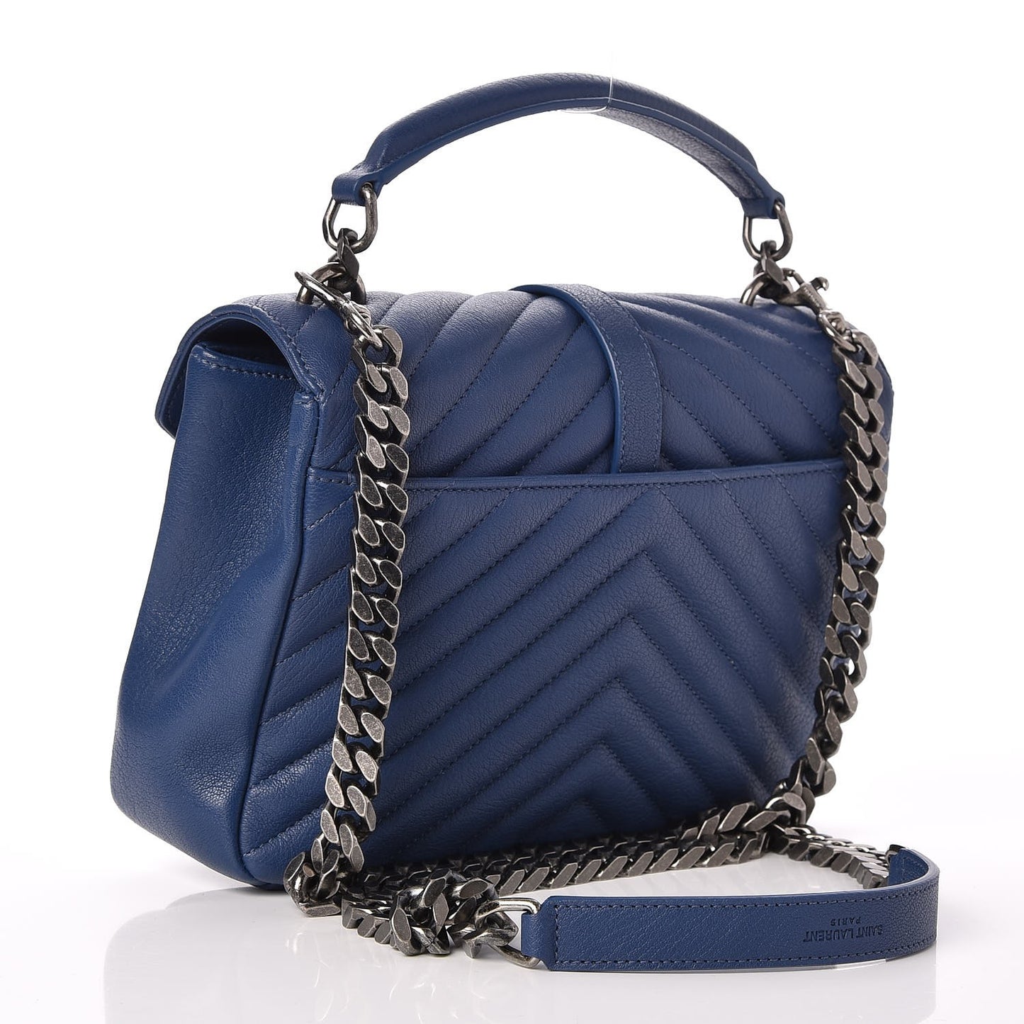 Sheepskin Matelasse Monogram Medium College Bag Navy