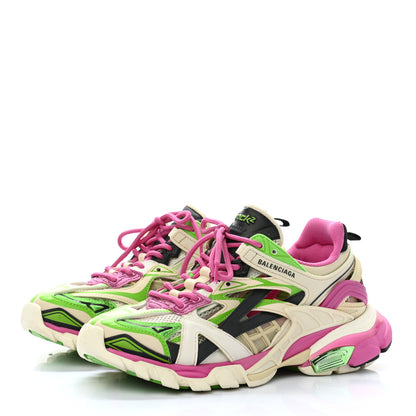 Balenciaga Rubber Mesh Bi-Color Womens Track.2 Open Sneakers 38 White Green Pink 3 of 10
