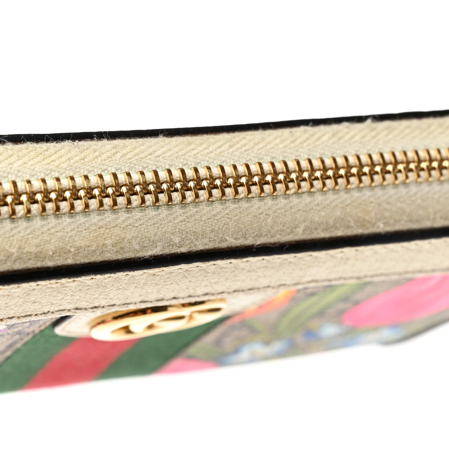 Gucci GG Supreme Monogram Flora Ophidia Zip Around Wallet White 9 of 13