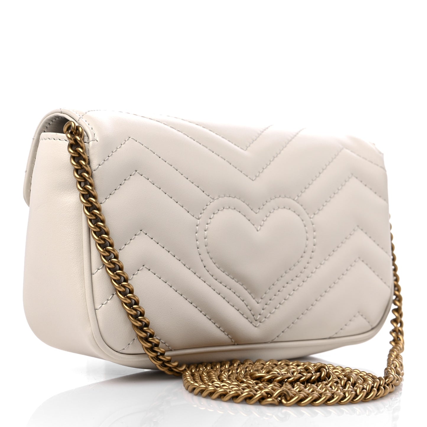 Calfskin Matelasse Super Mini GG Marmont Shoulder Bag White